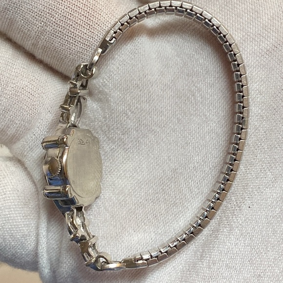 Vintage Longines 14k White Gold Diamonds Art Nouveau Wind Up Watch - Picture 8 of 17